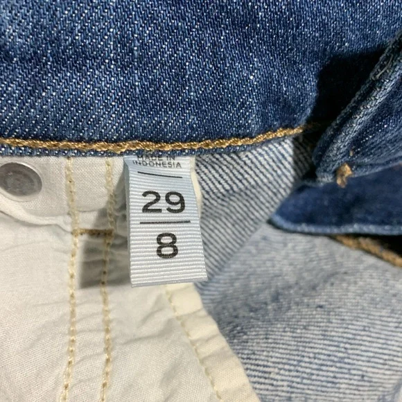 LOFT Jeans Shorts 8 Blue 5-Pocket Fringe Cotton Elastane - Picture 14 of 16